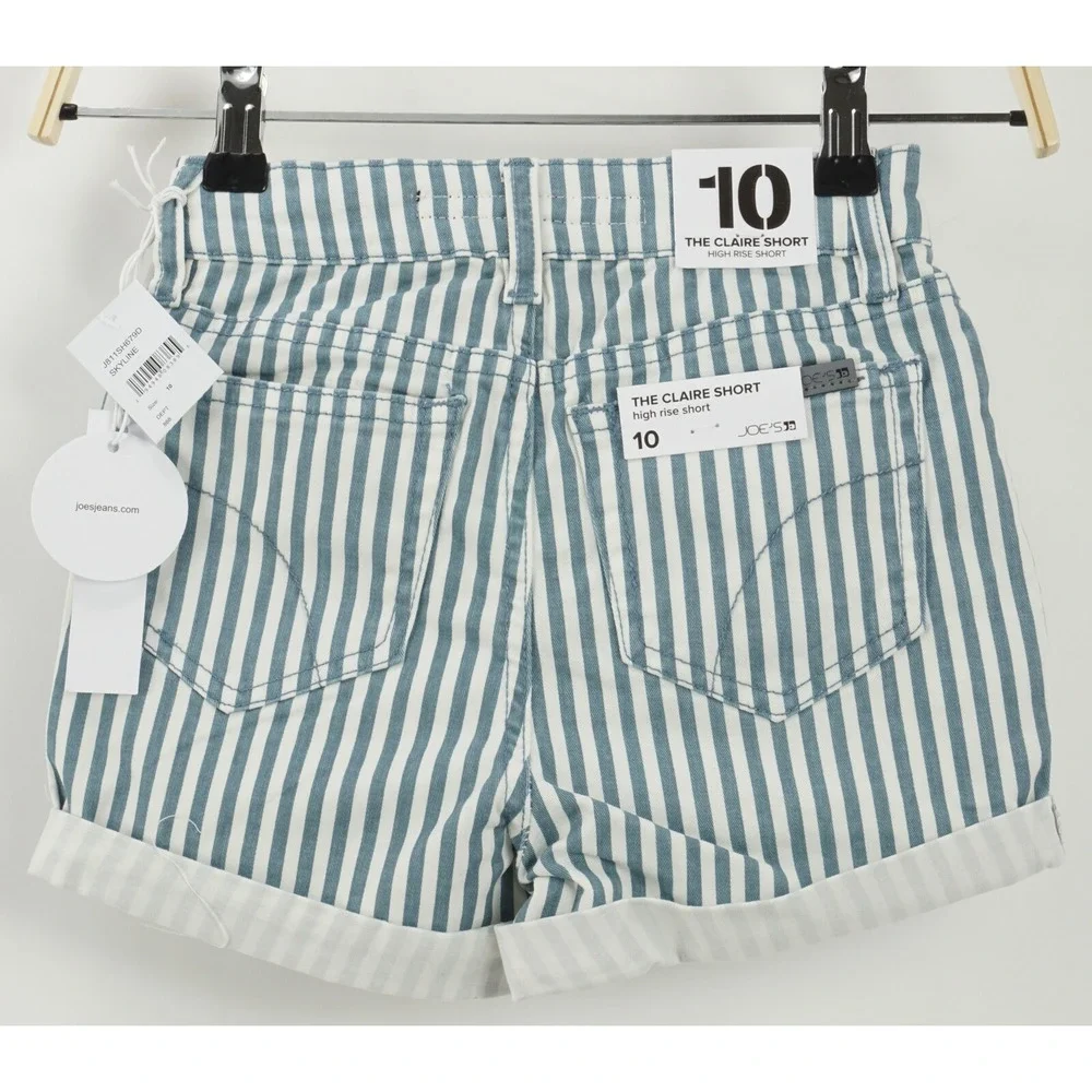 New Joes‎ Jeans The Claire High Rise Short Girls Sz 10 Skyline White Teal Stripe